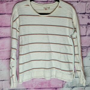 FAHERTY WOMENS TEXTURED 100% COTTON STRIPED SWEATER XS